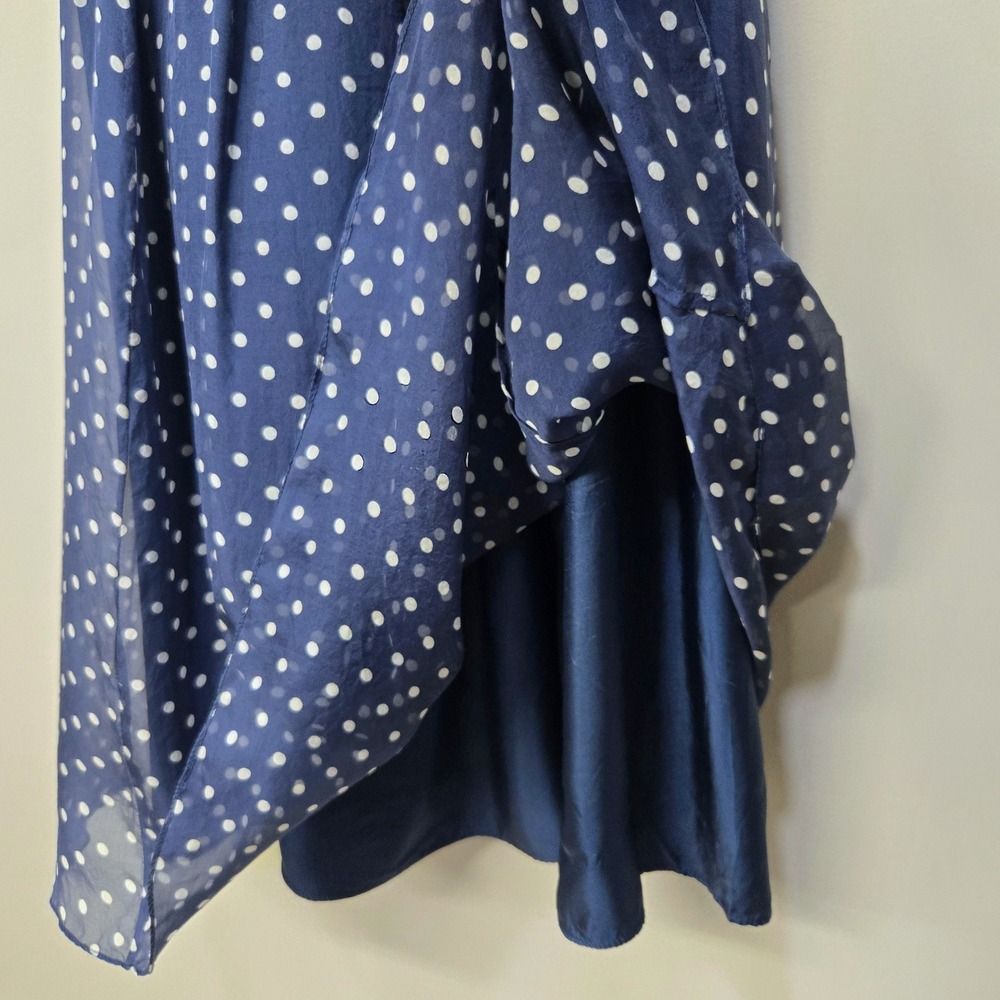Luxe By‎ Seraphine 100% Silk Midi Maternity Dress Size 10 Blue Polka Dot Modest - Picture 7 of 10